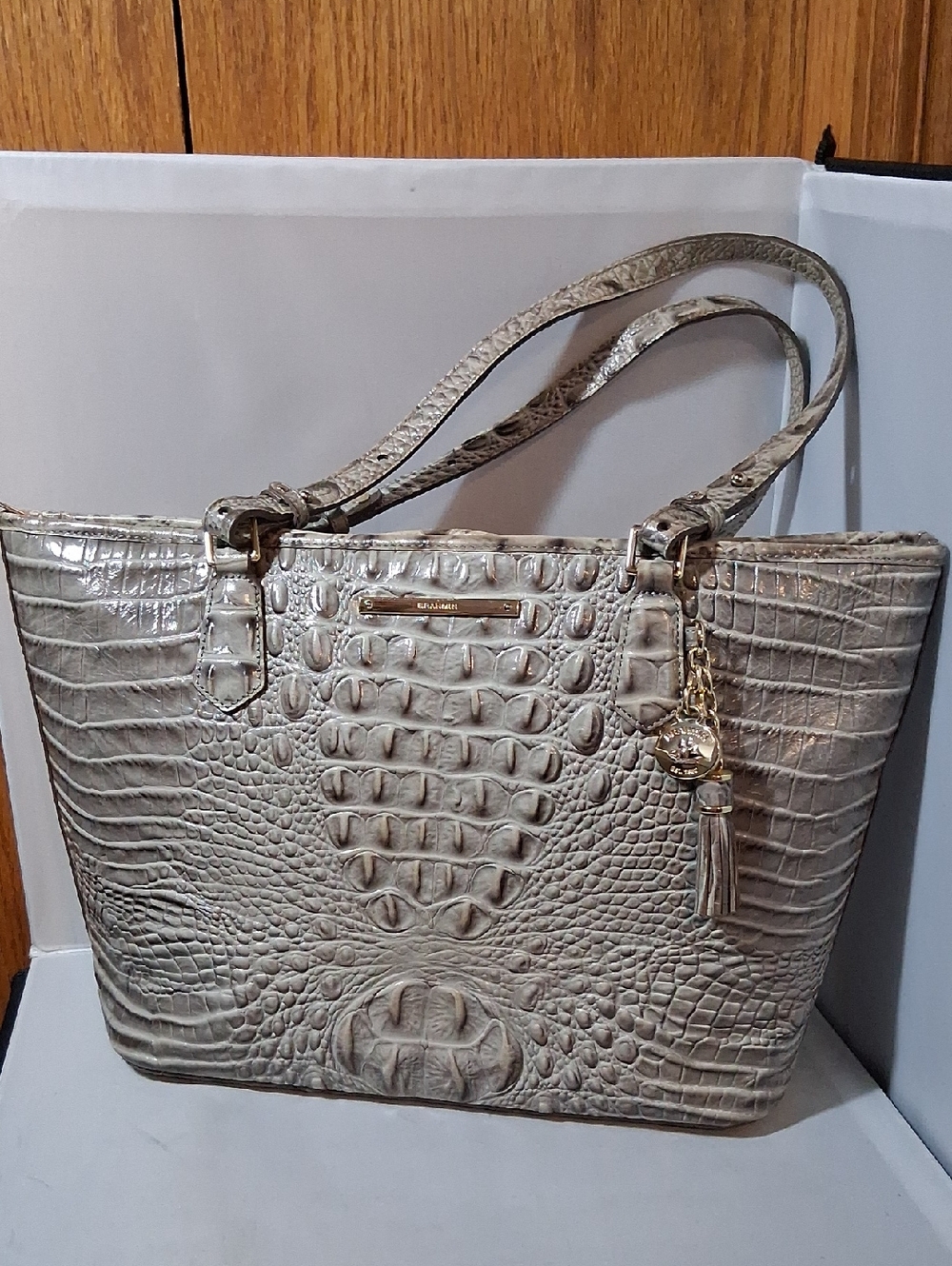 Brahmin croco embossed leather tote